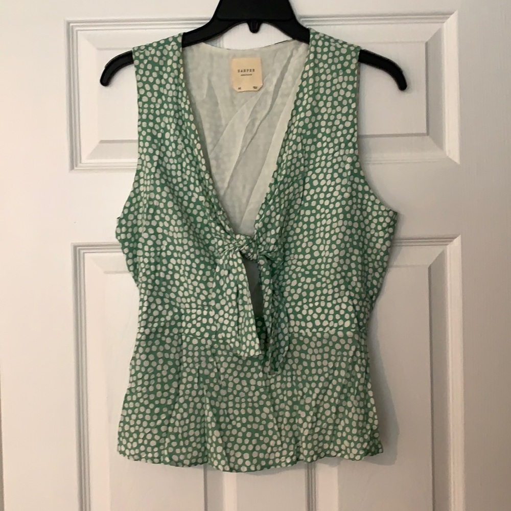 Sage Polka Dot Tie Tank